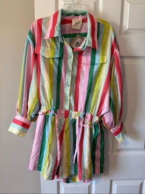 Fantastic Fawn Multicolor Striped Shirt — Pink, Green, Red, Light Blue, Yellow